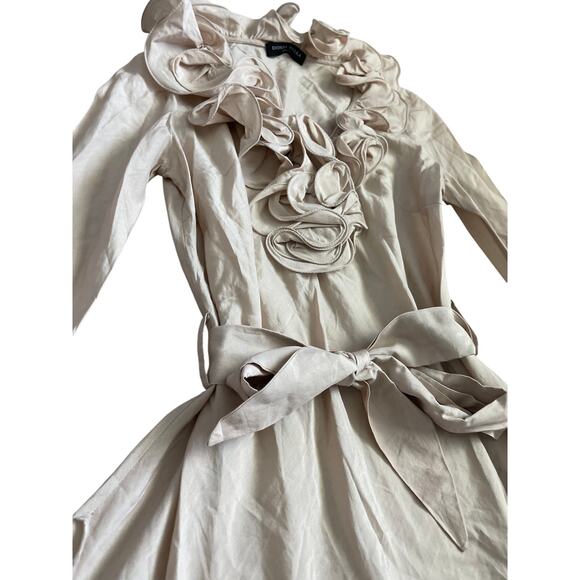Donna Bella Italy Silk Romantic Ruffled Neckline Dusty Rose Size Small - Picture 9 of 10